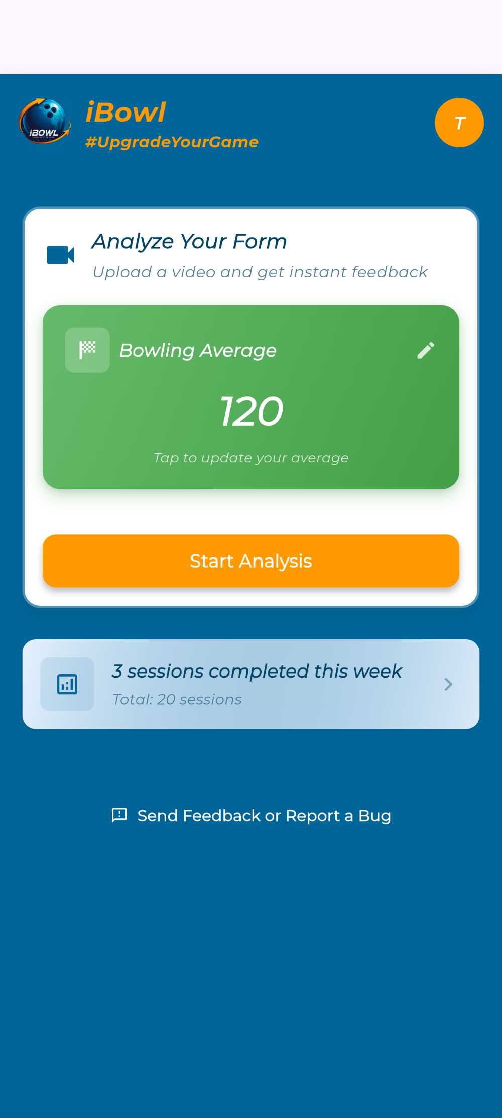 iBowl app home screen